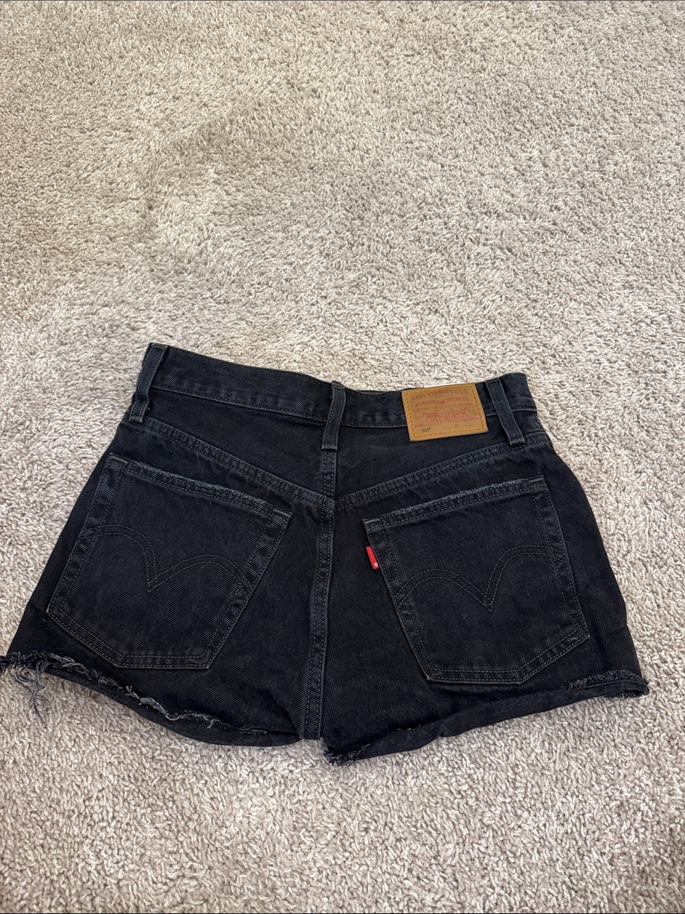 Levi's Black Denim Cutoff Shorts with Back Pocket Detail